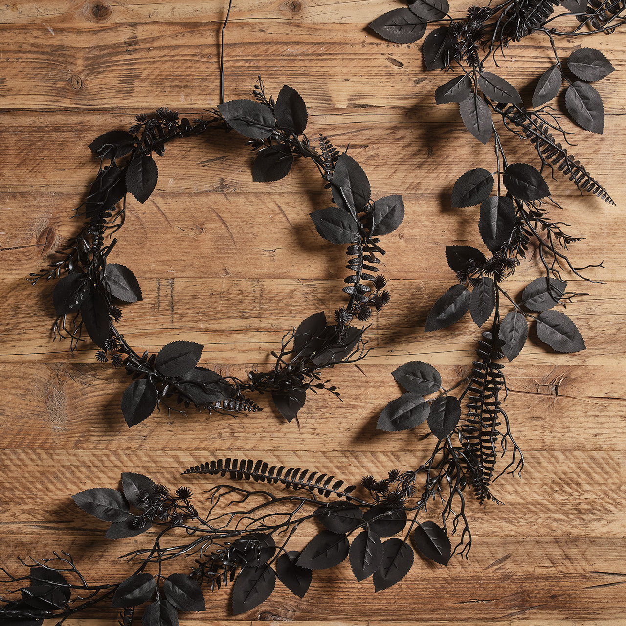 D-HA250123-Beleuchtetes_Halloween-Set_Schwarzer_Blaetter-Kranz_Girlande_2