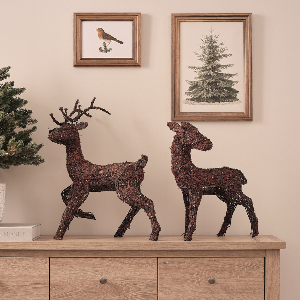 2er Set Bicolor LED-Rentiere Hirsch und Hirschkuh Helmsley