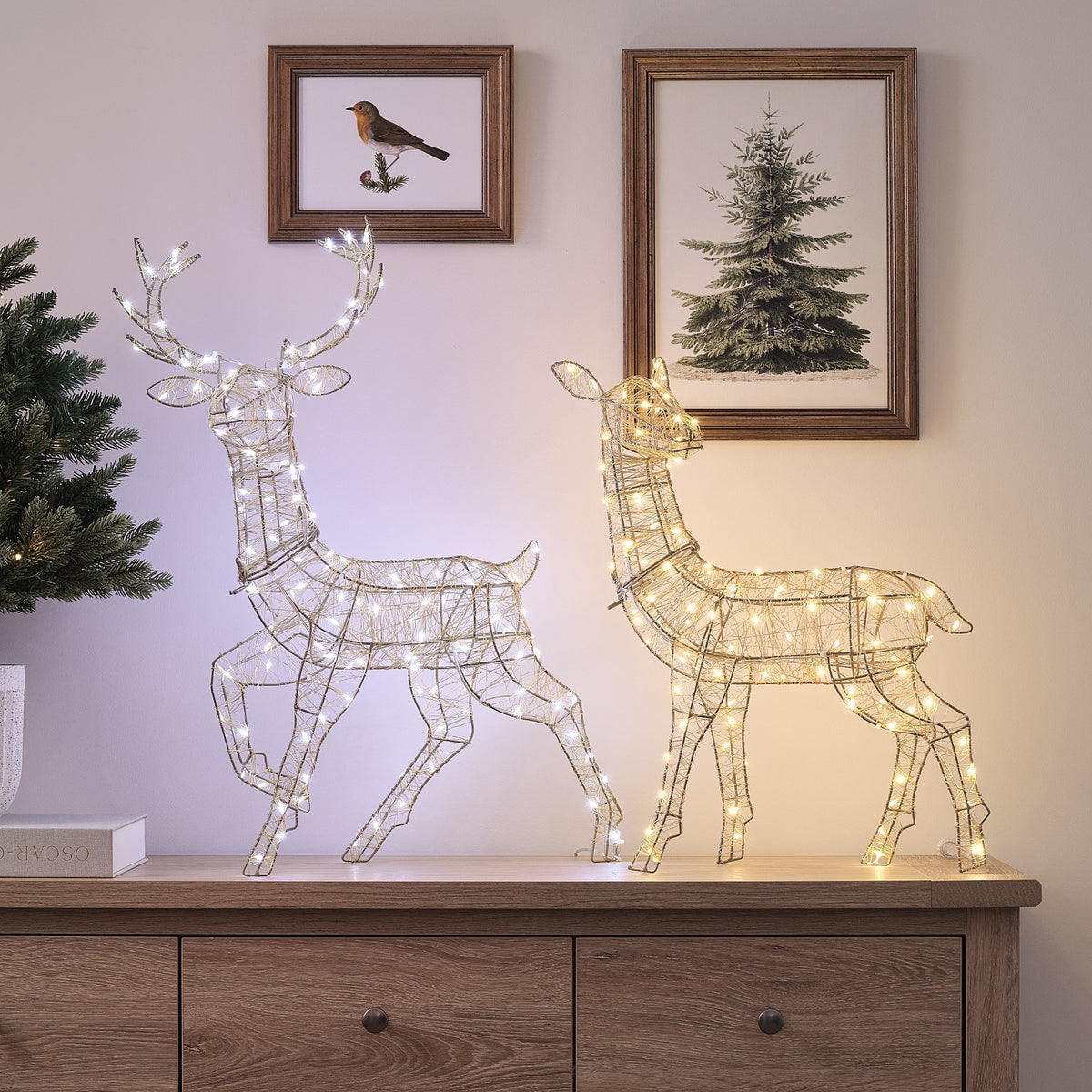 Goldener Bicolor LED-Hirsch Hutton Mini mit 130 Mikro-LEDs