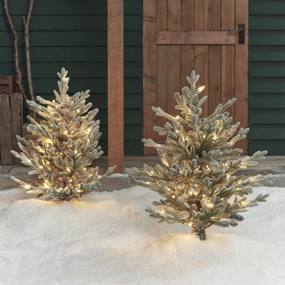 2er Set 91cm LED Stableuchten verschneiter Weihnachtsbaum