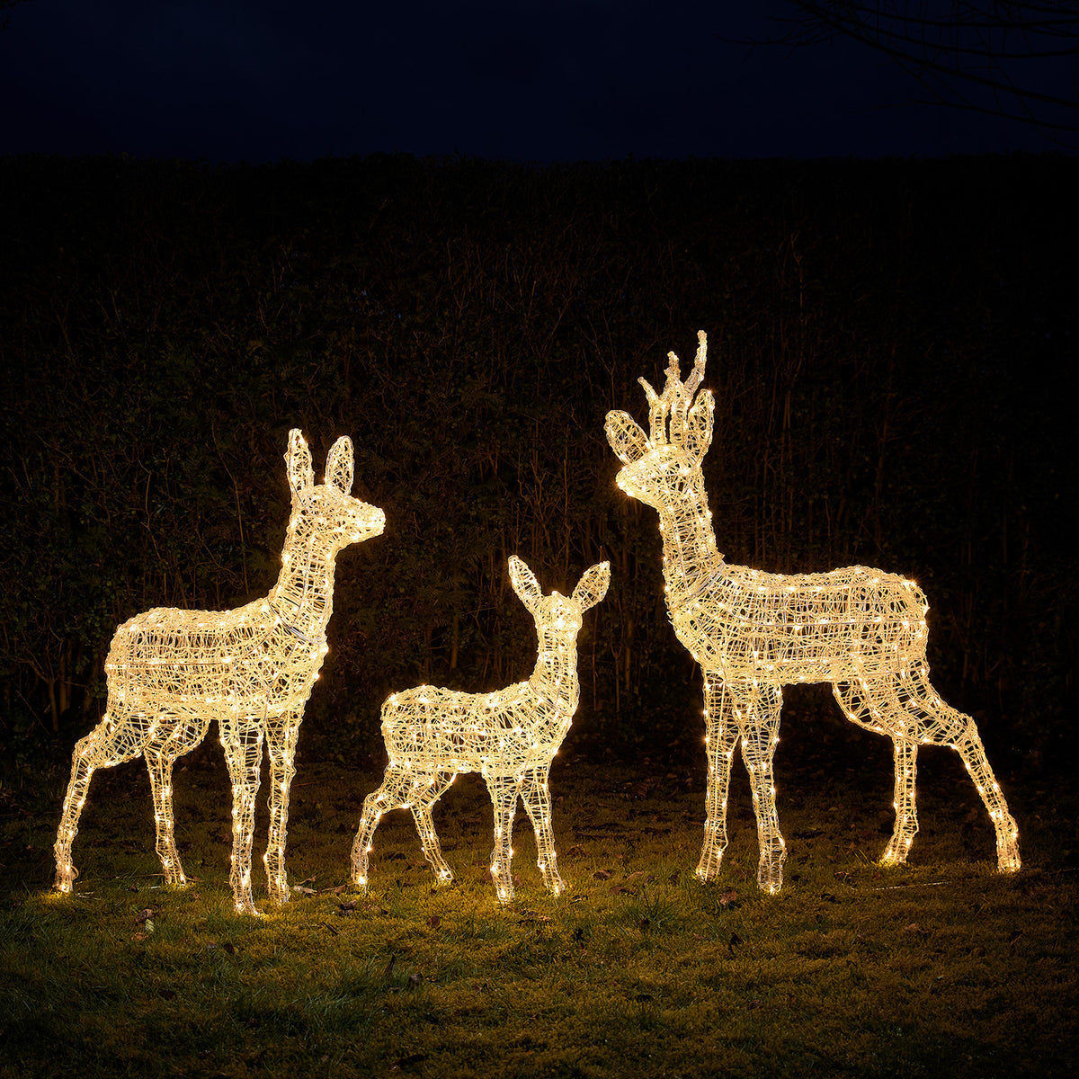 3er Set Bicolor Solar-LED-Rentierfamilie L Swinsty aus Acryl