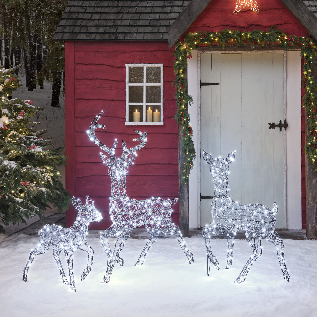 3er Set LED-Rentierfamilie L Studley