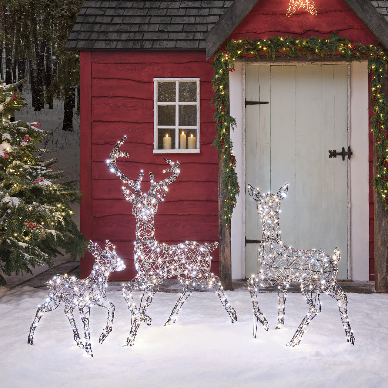 3er Set LED-Rentierfamilie L Studley
