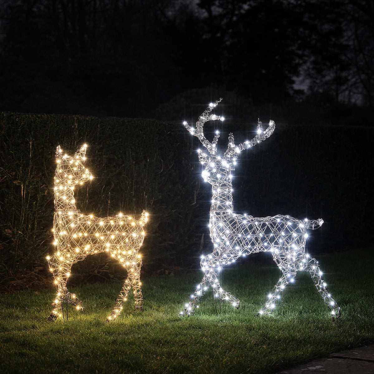 2er Set LED-Rentier Hirsch & Hirschkuh L Studley