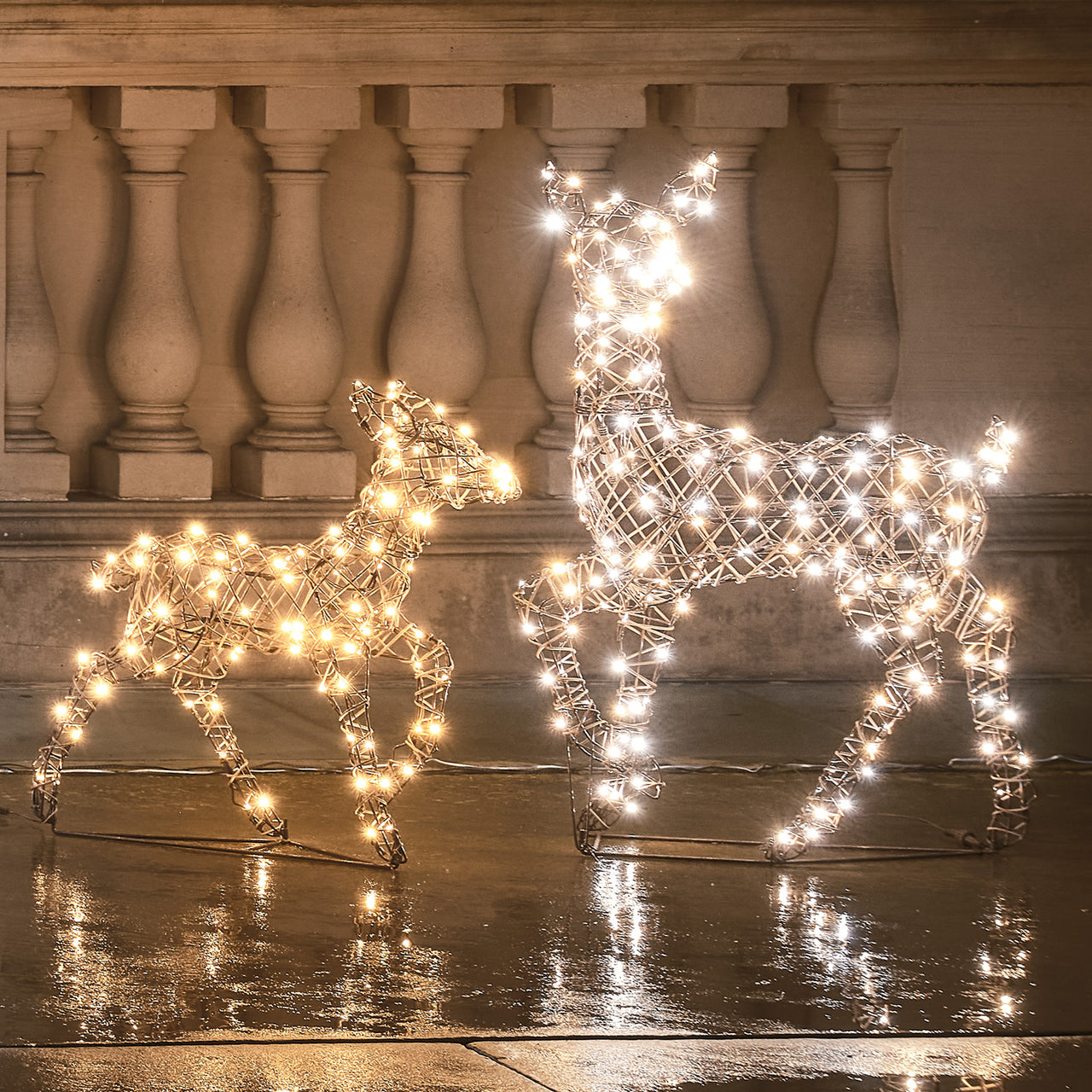 2er Set LED-Rentier Hirschkuh & Rehkitz L Studley