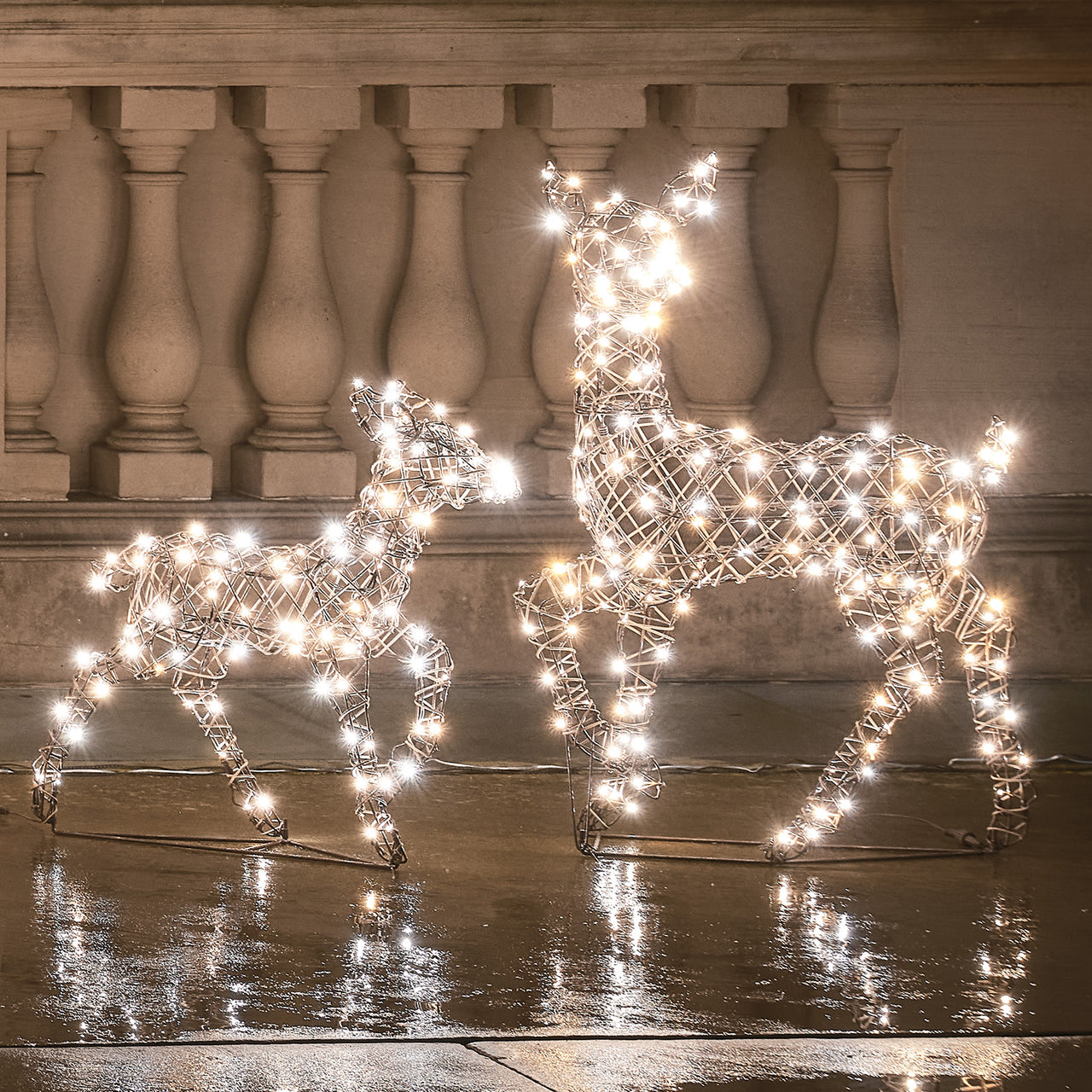 2er Set LED-Rentier Hirschkuh & Rehkitz L Studley