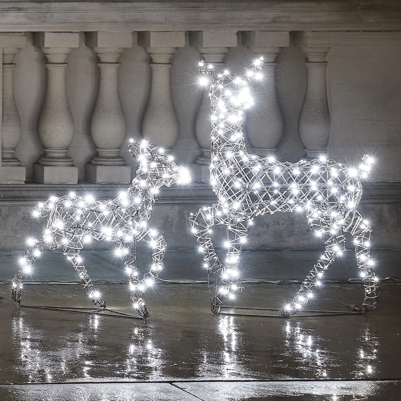 2er Set LED-Rentier Hirschkuh & Rehkitz L Studley