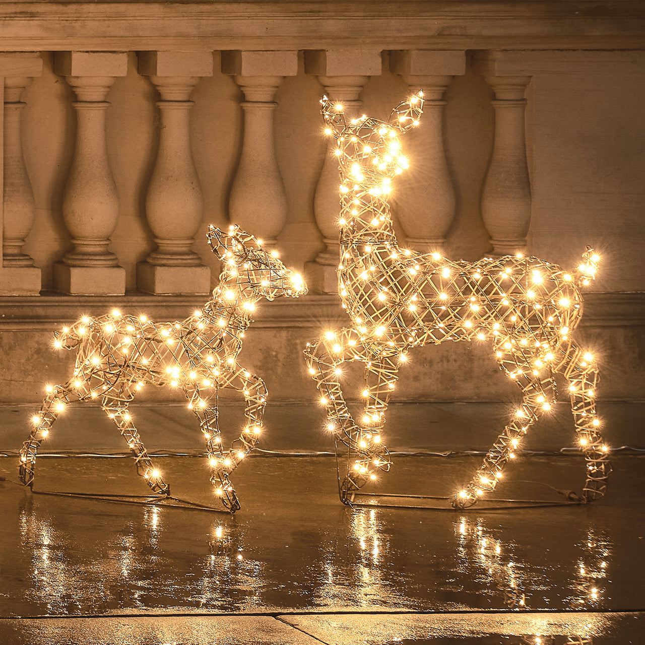 2er Set LED-Rentier Hirschkuh & Rehkitz L Studley
