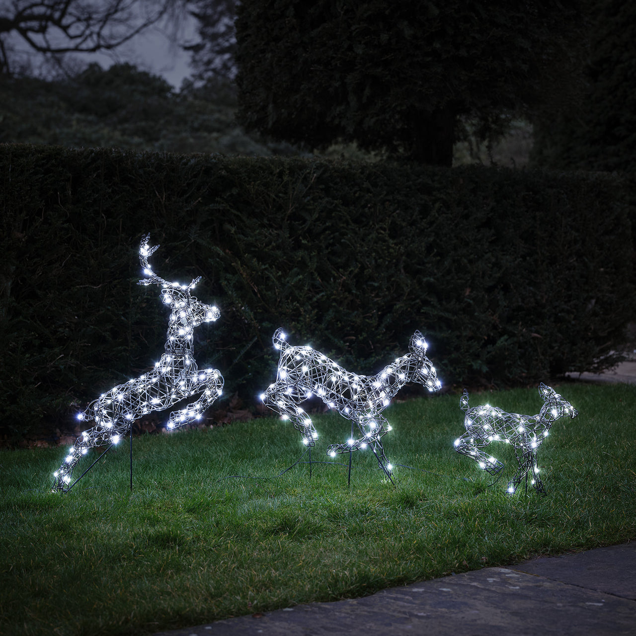 3er Set springende LED-Rentierfamilie M Harlow