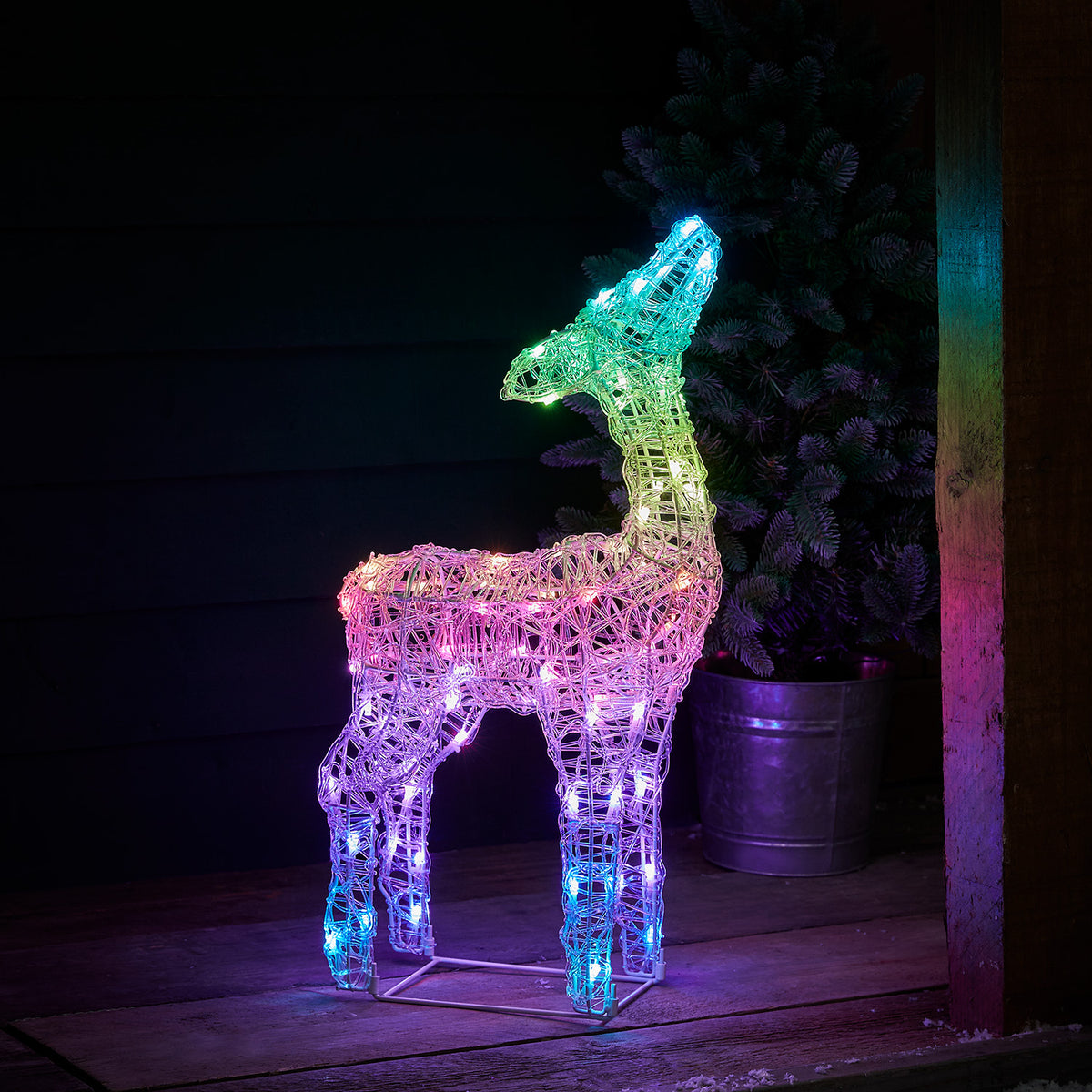 3er Set Swinsty LED-Rentierfamilie mit Farbwechsel und Fernbedienung