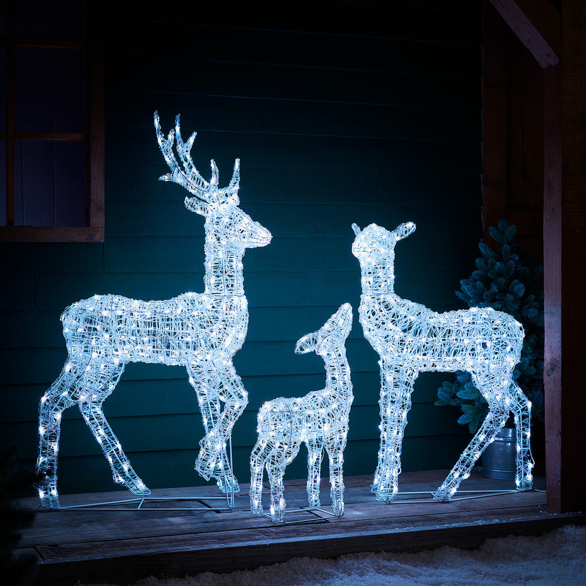 3er Set Swinsty LED-Rentierfamilie mit Farbwechsel und Fernbedienung