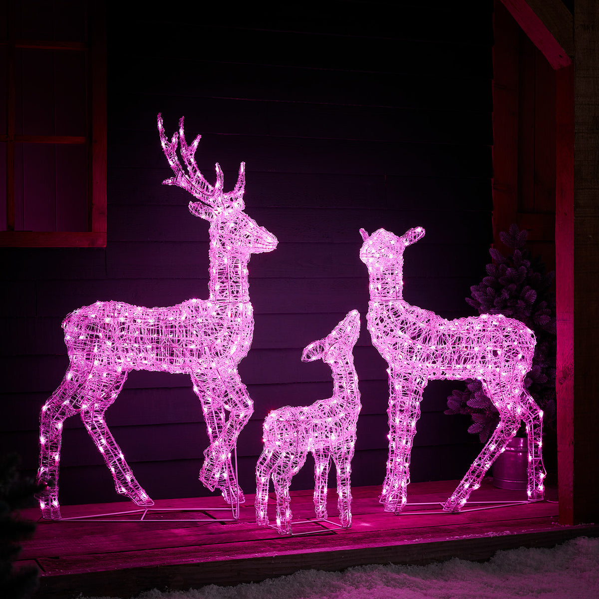 3er Set Swinsty LED-Rentierfamilie mit Farbwechsel und Fernbedienung