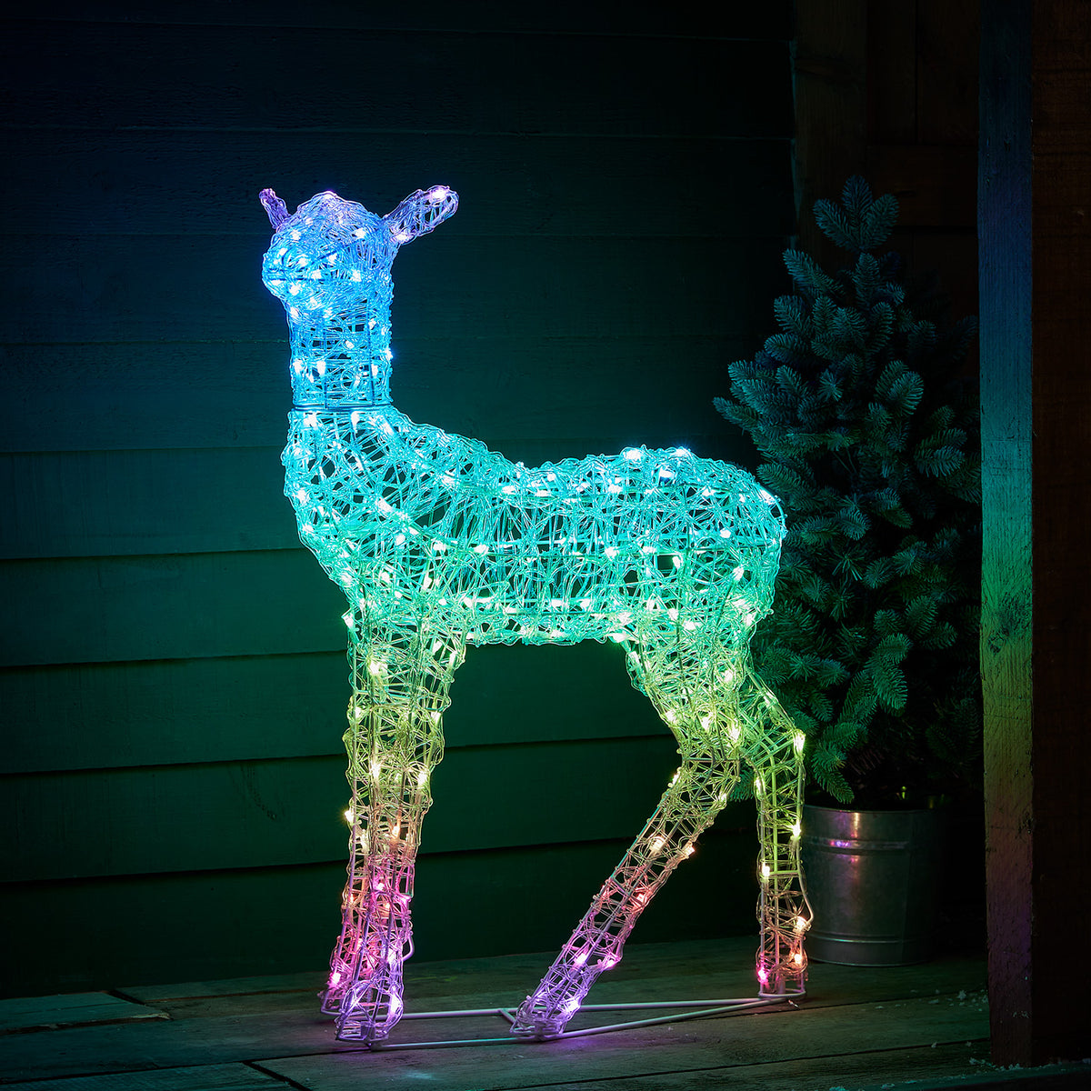 3er Set Swinsty LED-Rentierfamilie mit Farbwechsel und Fernbedienung