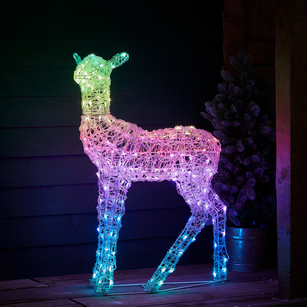 3er Set Swinsty LED-Rentierfamilie mit Farbwechsel und Fernbedienung
