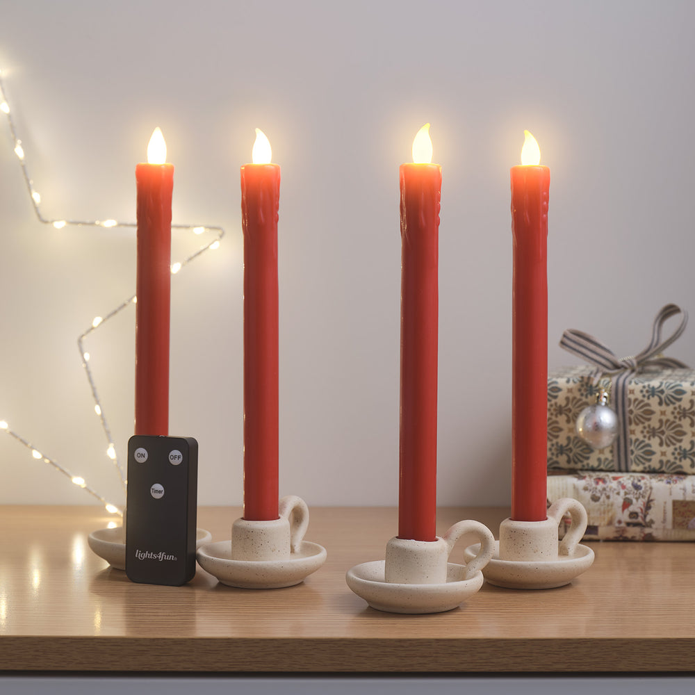 LED-Stabkerzen → täuschend echt, Timer & Echtwachs