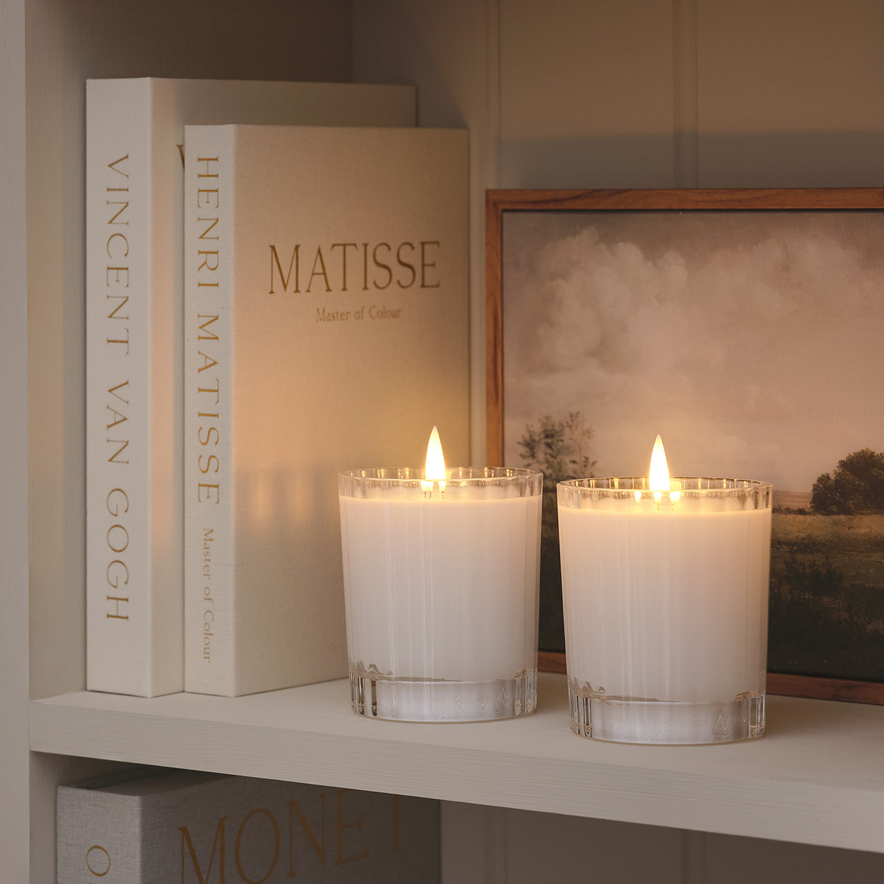 2er Set TruGlow® LED-Kerzen im geriffelten Glas mit Fernbedienung in Weiß