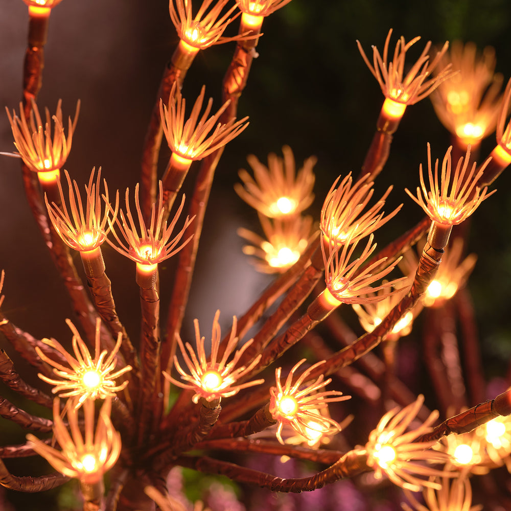 3er Set Solar-Gartenstecker warmweiße Pusteblume