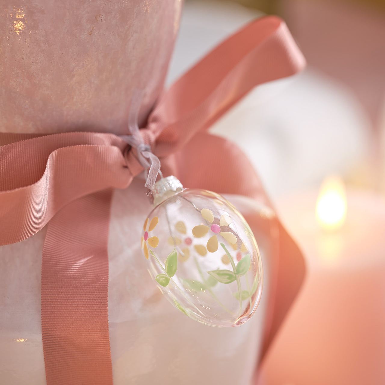 4er Set Glas-Ostereier mit Blumenmotiv zum Aufhängen