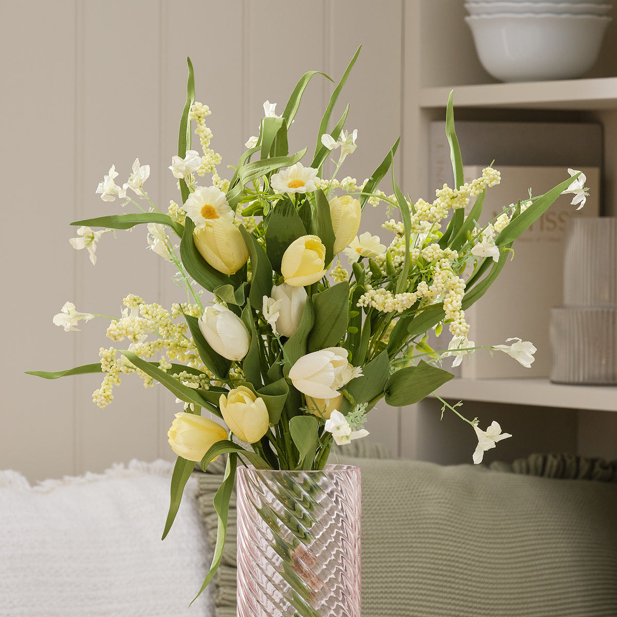 Künstlicher Tulpenstrauß mit Vase Set