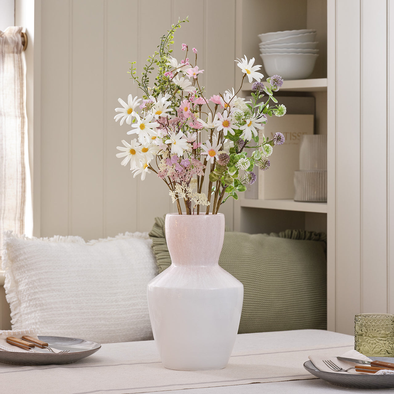 Rosa Keramikvase mit Ombre-Glasur 30cm