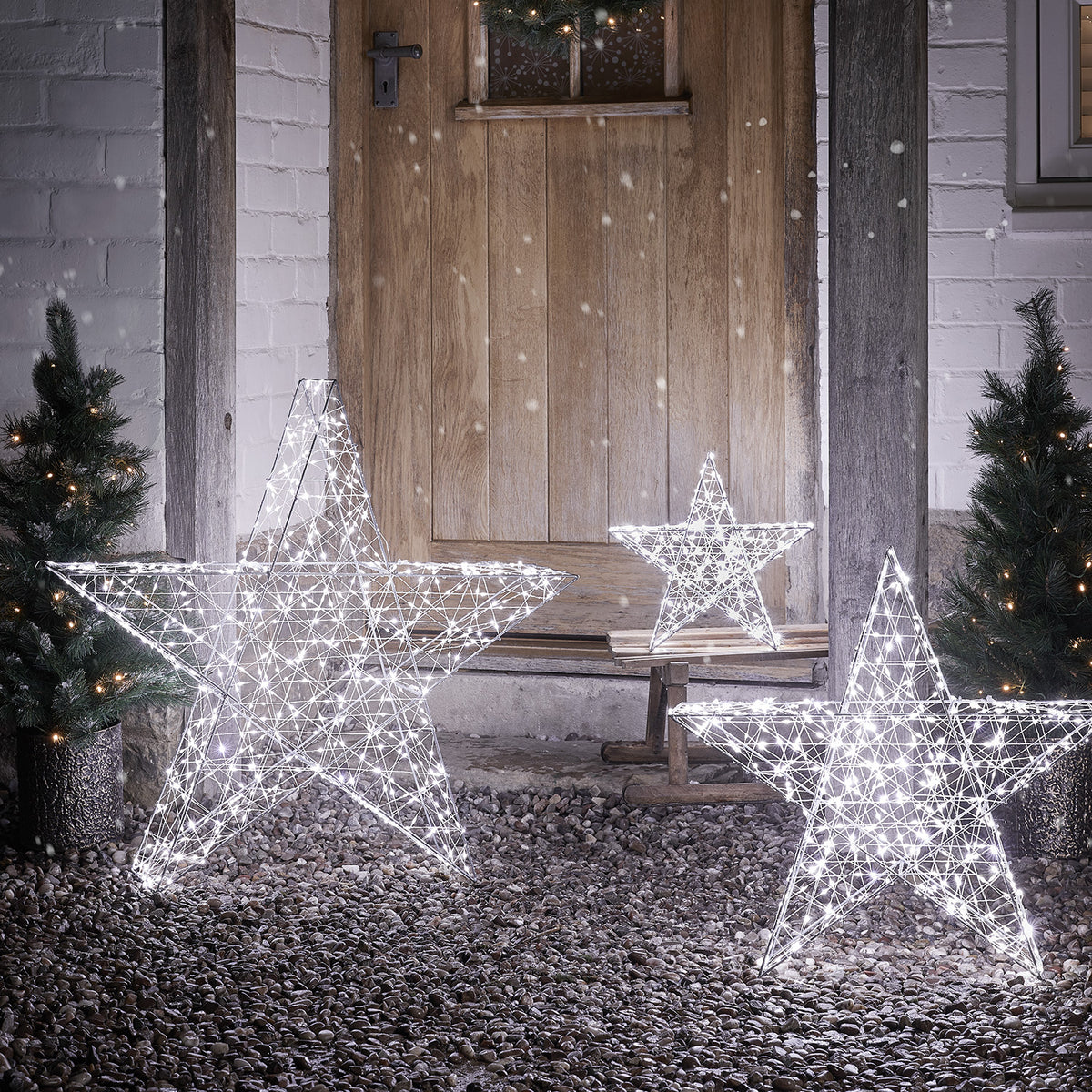 3er Set Bicolor LED Sterne Weihnachtsdeko außen