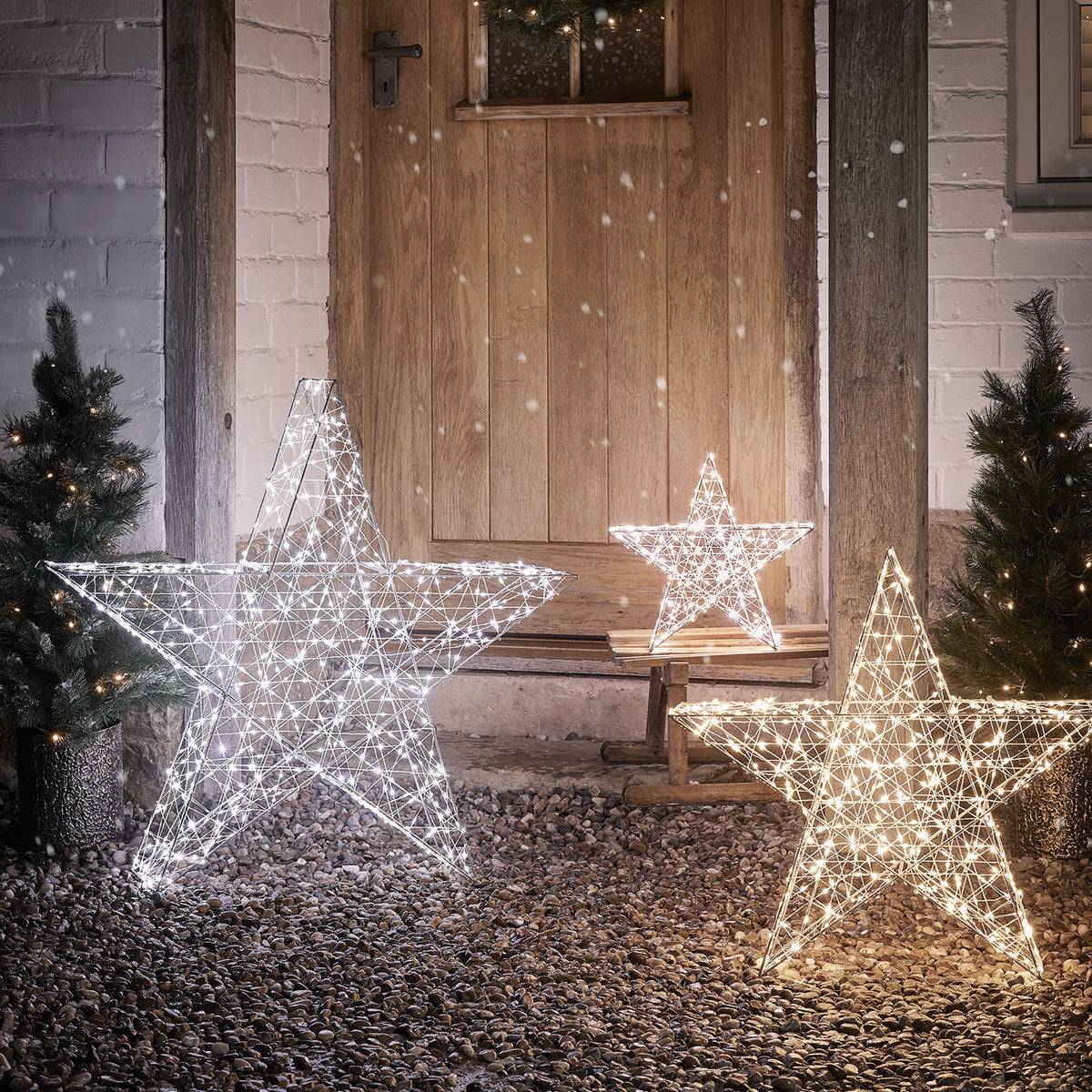 3er Set Bicolor LED Sterne Weihnachtsdeko außen