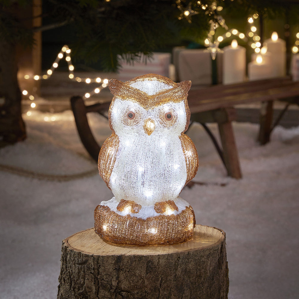 24cm Acryl Weihnachtsfigur außen Eule