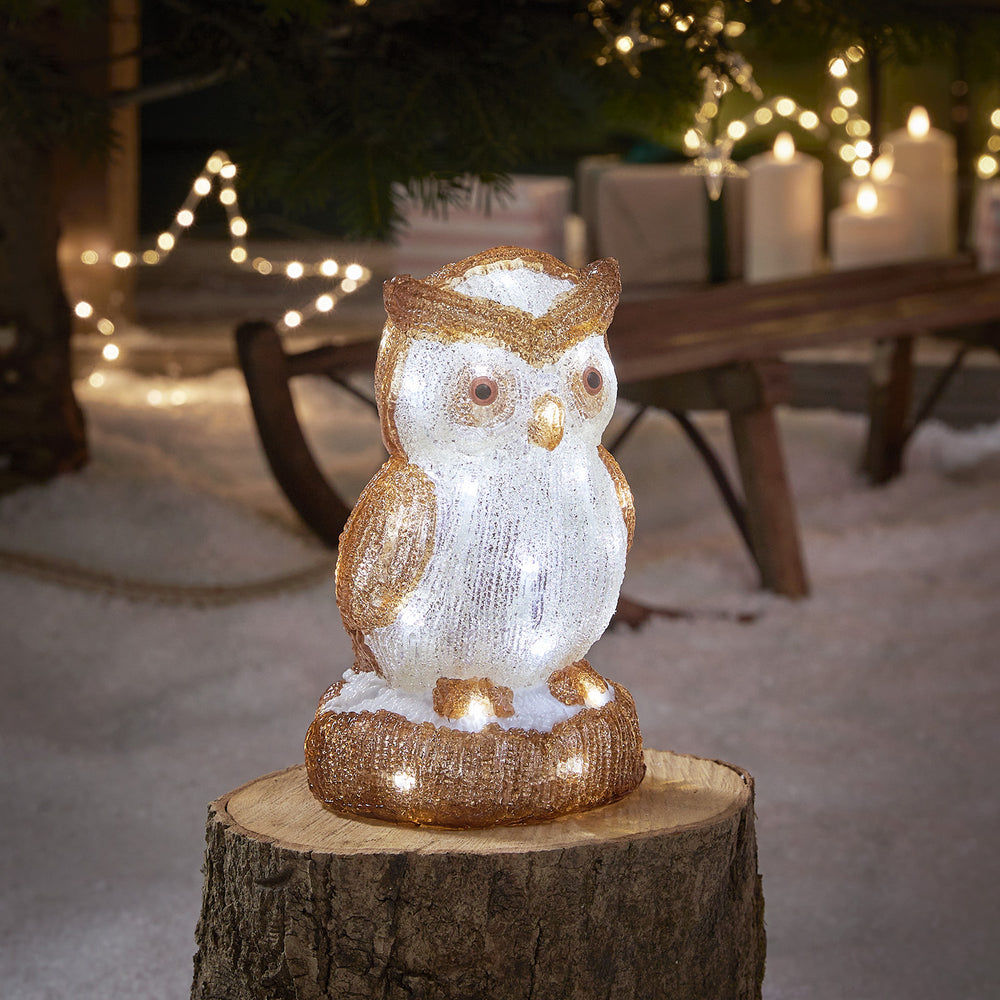 24cm Acryl Weihnachtsfigur außen Eule