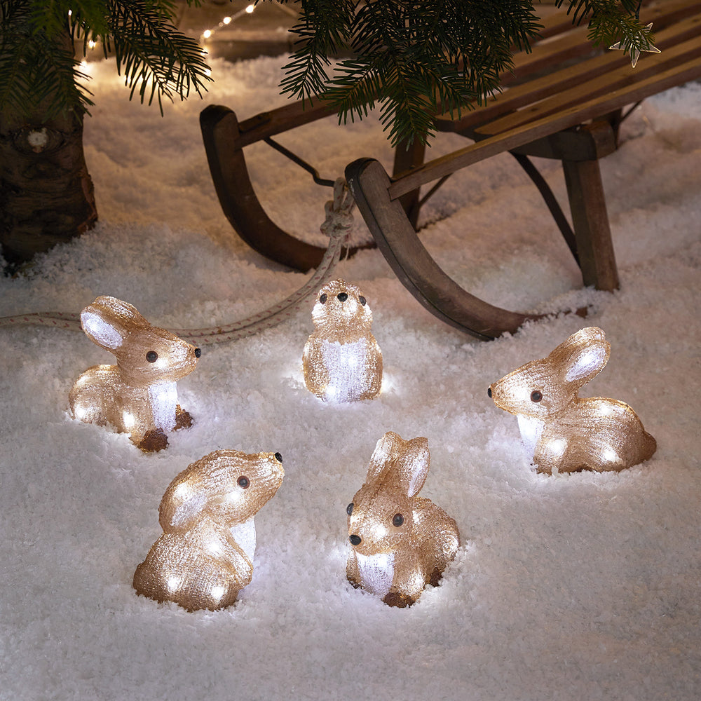 5er Set Acryl Weihnachtsfiguren außen Hasen