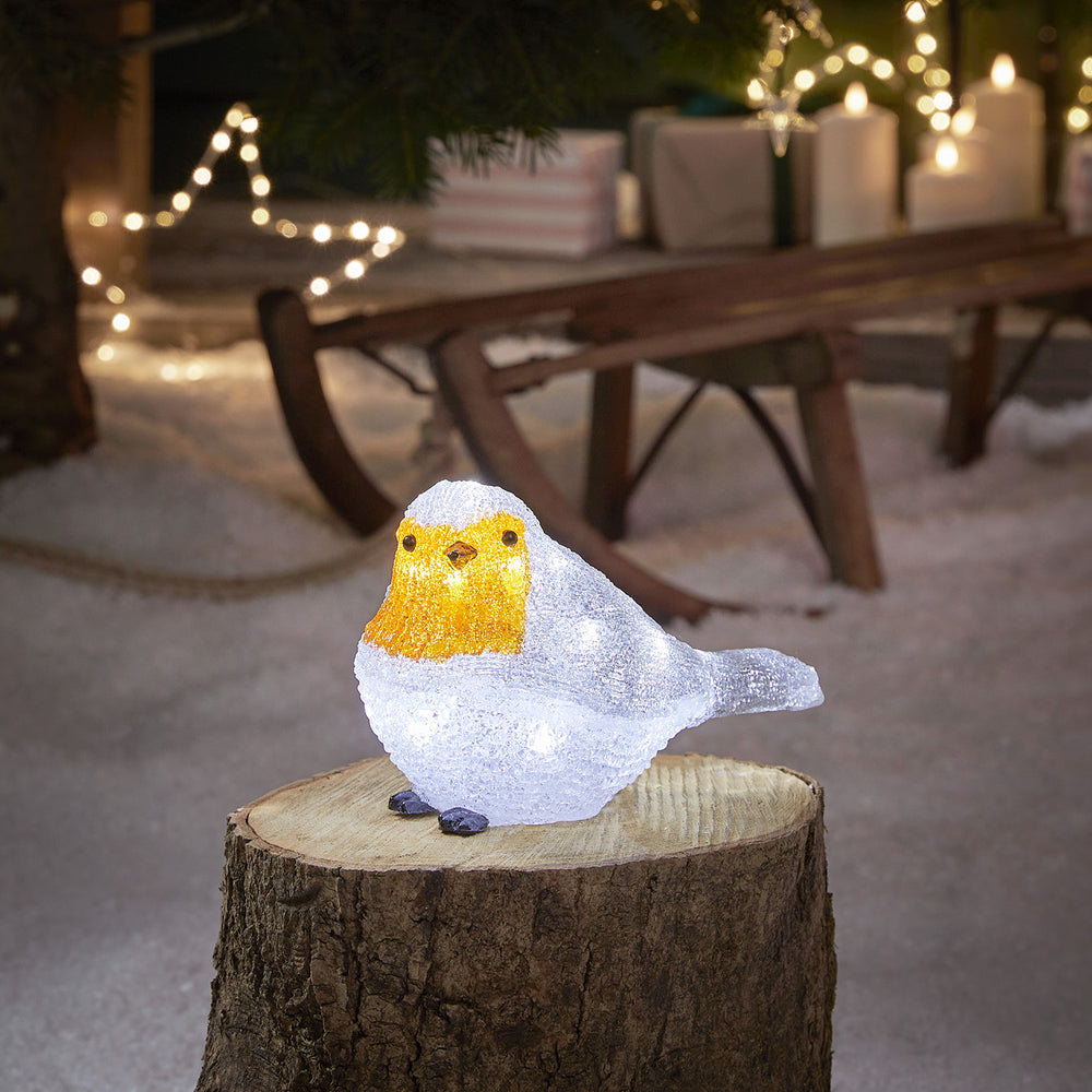 14cm Acryl Weihnachtsfigur außen Rotkehlchen