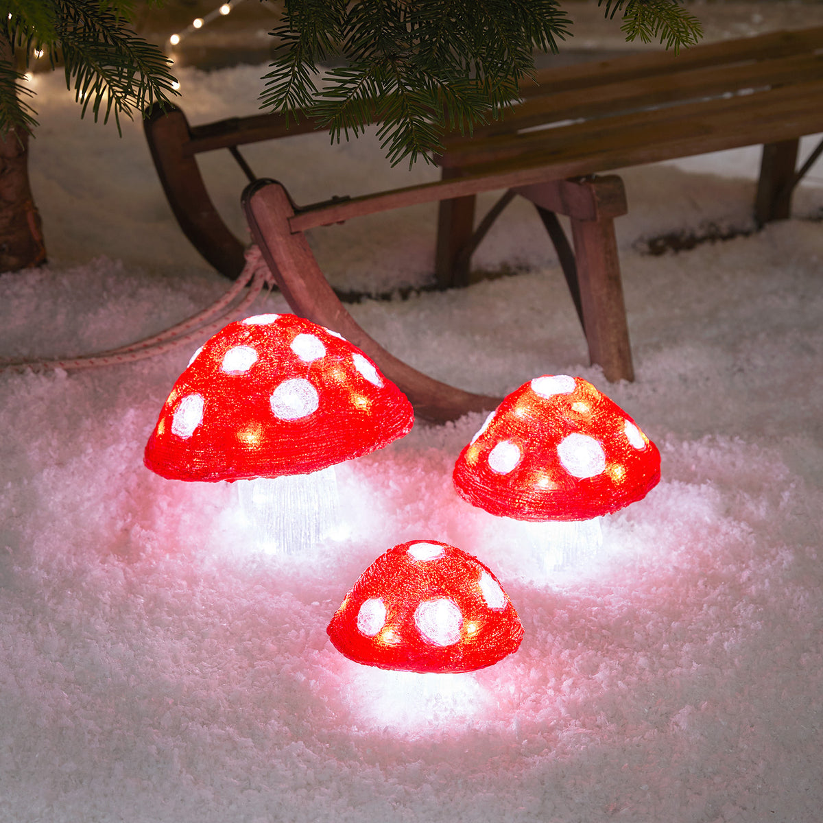 3er Set Acryl Weihnachtsfiguren Fliegenpilze