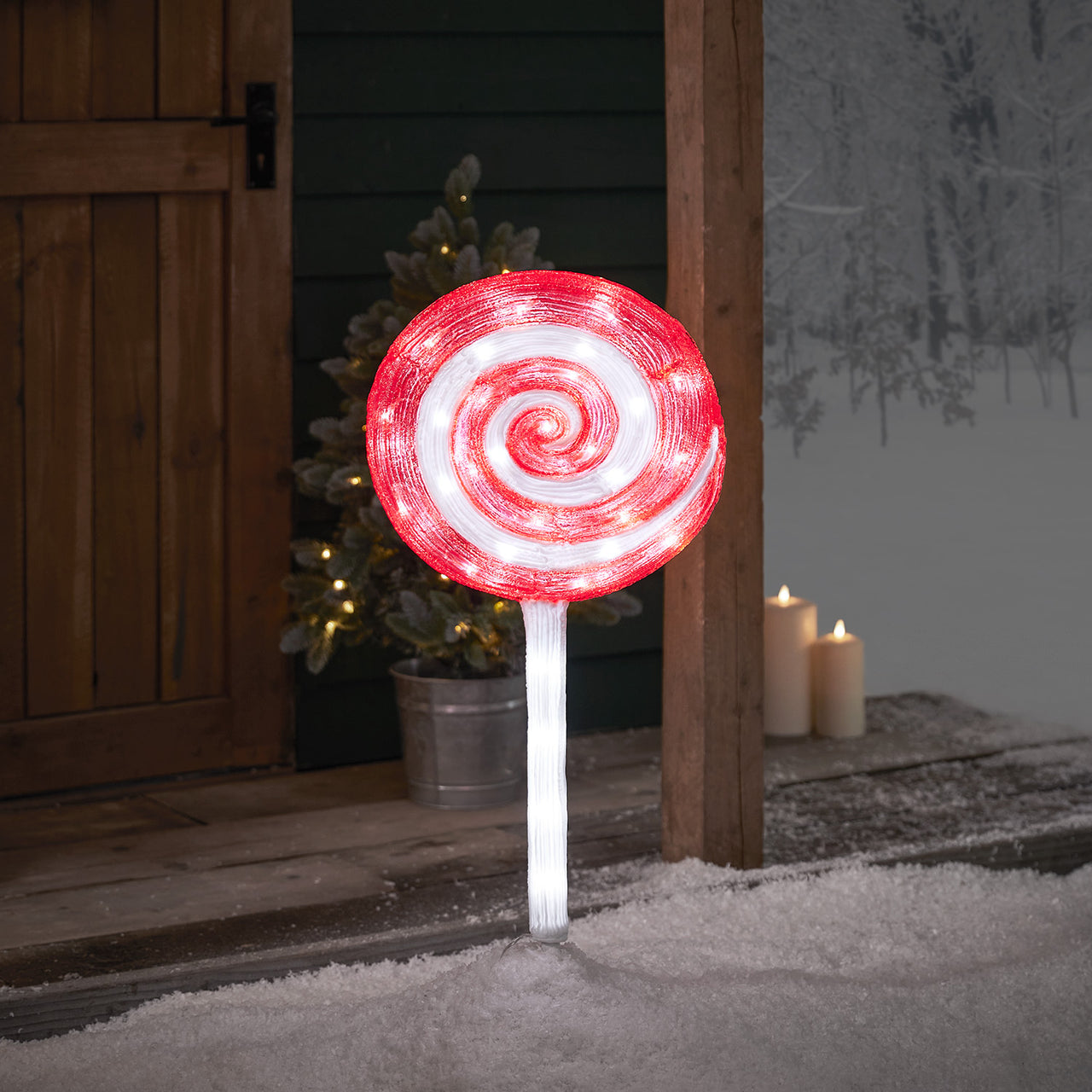 75cm LED Stableuchte Weihnachtsdeko außen Lollipop