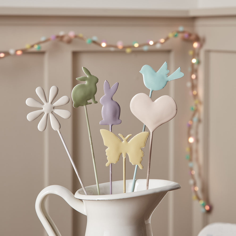 6er Set Osterdeko Blumenstecker pastell