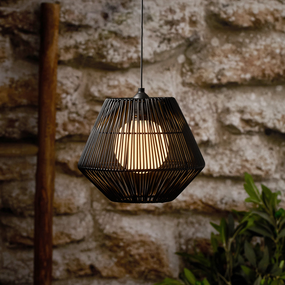 Camden Solar Hängelampe Rattan schwarz
