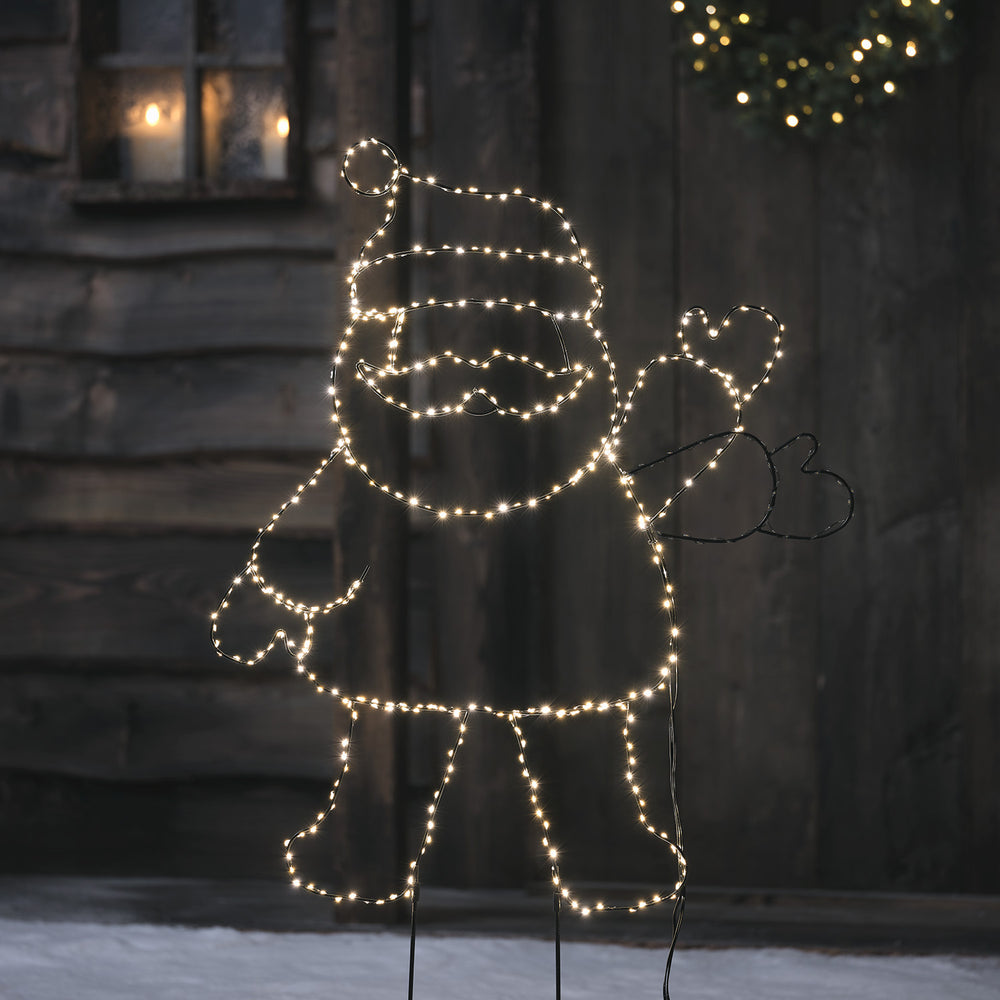 77cm winkender Weihnachtsmann LED Stableuchte Weihnachtsdeko außen