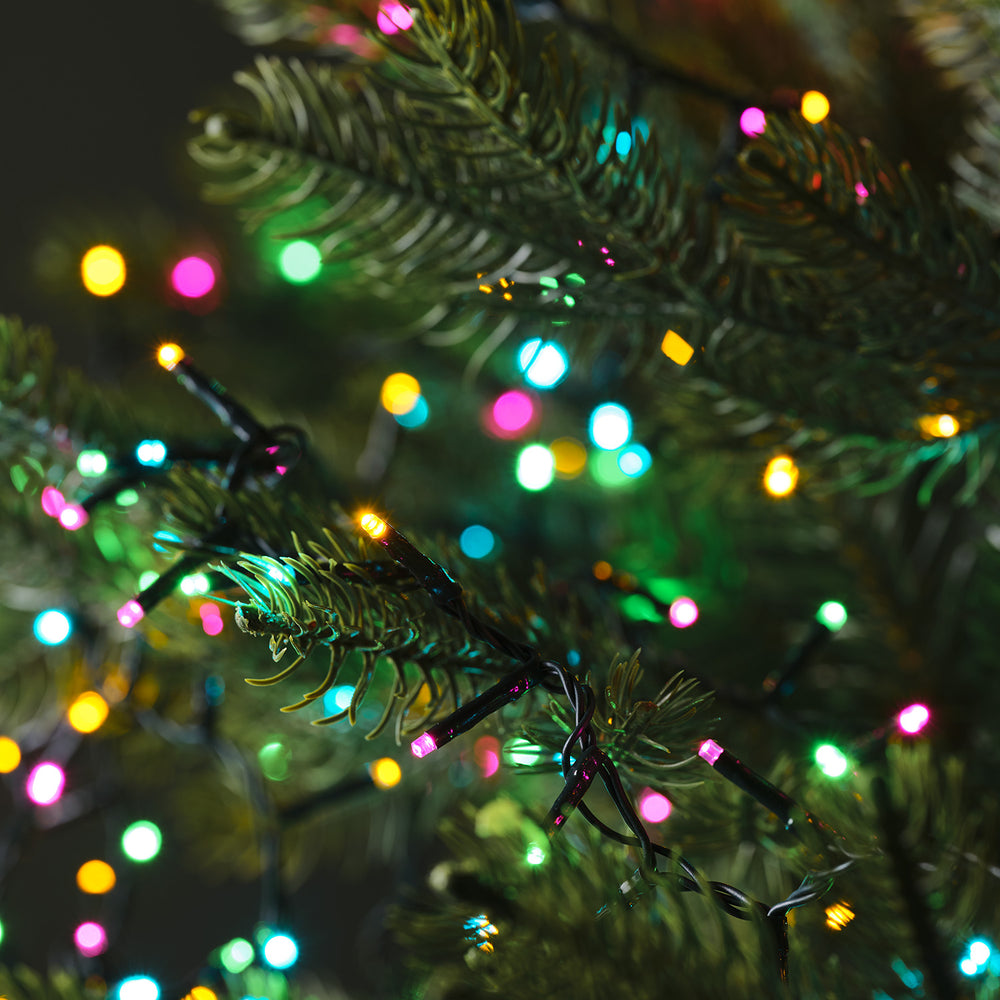 1000er LED Lichterkette Kaskadenform Cluster Lichterkette bunt koppelbar schwarzes Kabel