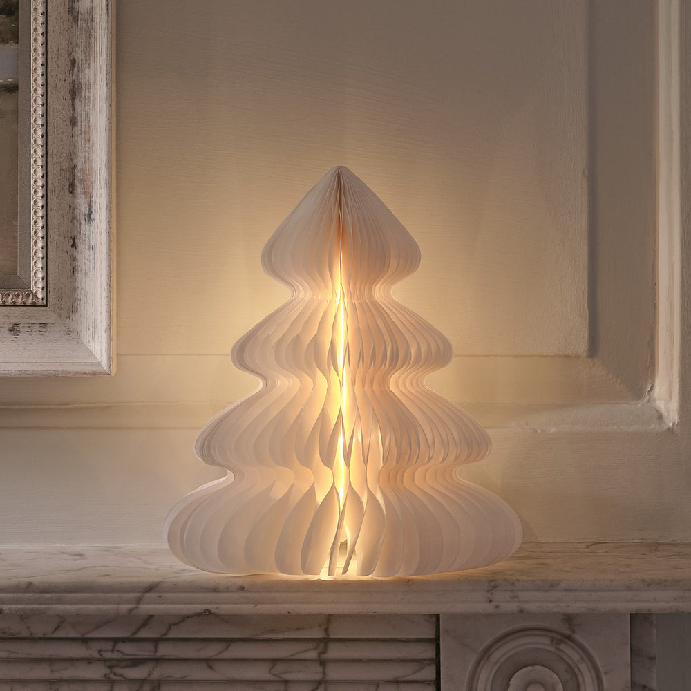 28cm Weihnachtsbaum aus Papier weiß