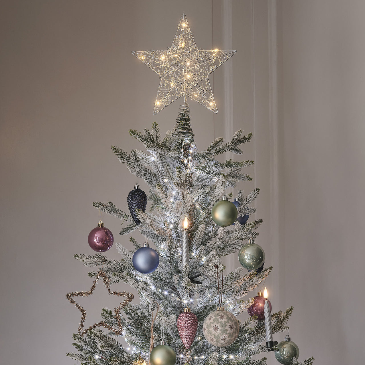 LED Stern Weihnachtsbaumspitze silber