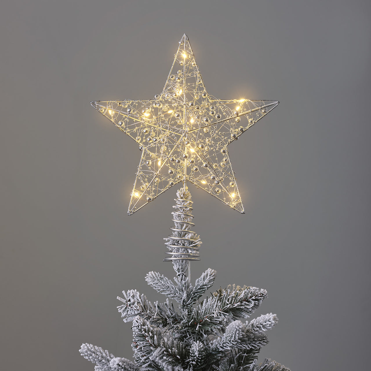 LED Stern Weihnachtsbaumspitze silber