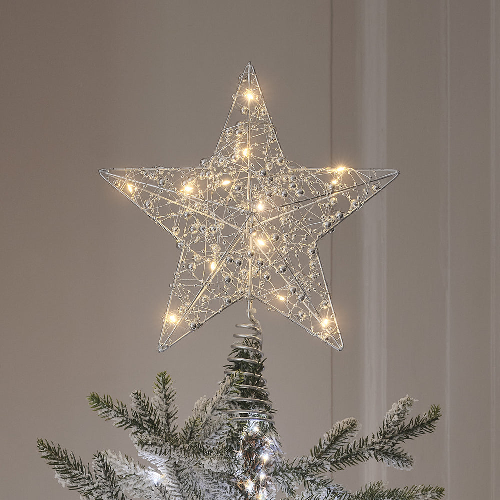 LED-Stern Weihnachtsbaumspitze silber