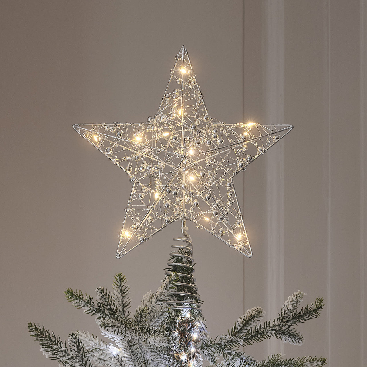 LED Stern Weihnachtsbaumspitze silber