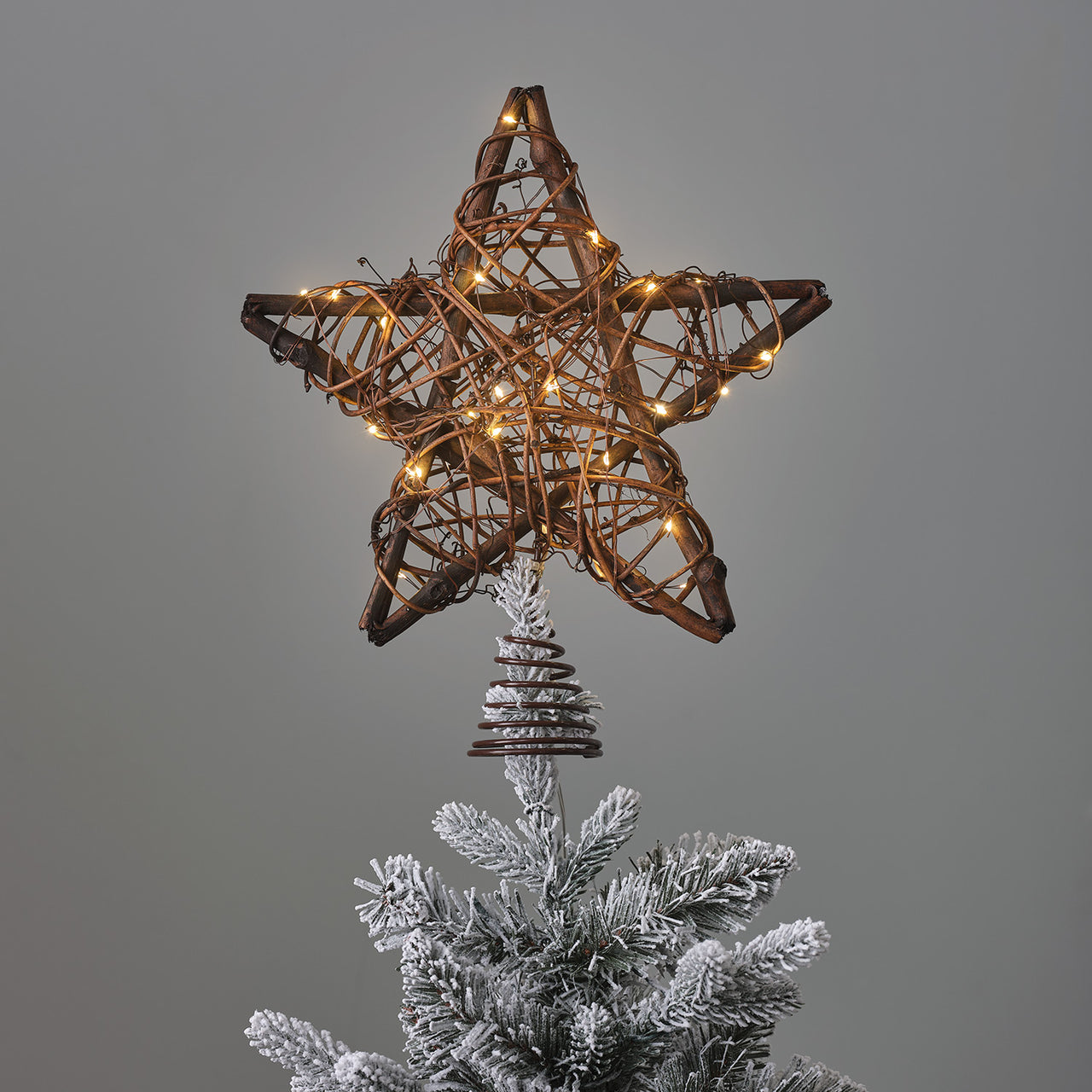 LED Stern Weihnachtsbaumspitze Rattan
