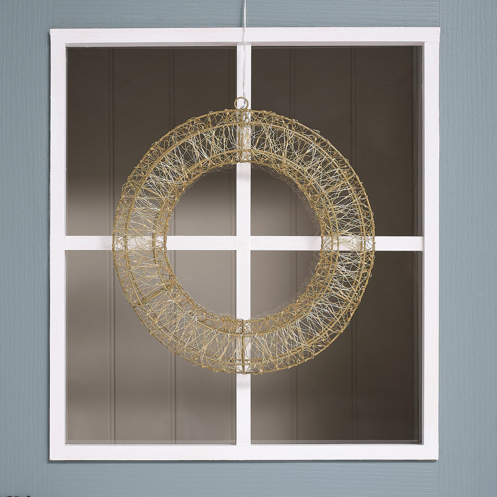 38cm Goldener LED-Weihnachtskranz für Außen mit Mikro-LEDs unbeleuchtet