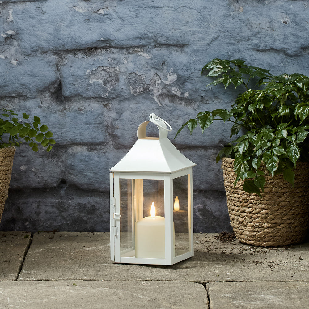 4er Set Albury Gartenlaternen weiß mit TruGlow® Outdoor Kerzen