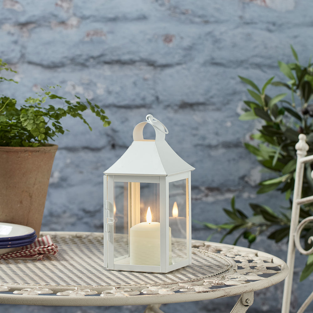 25cm Albury Gartenlaterne weiß mit TruGlow® Outdoor Kerze