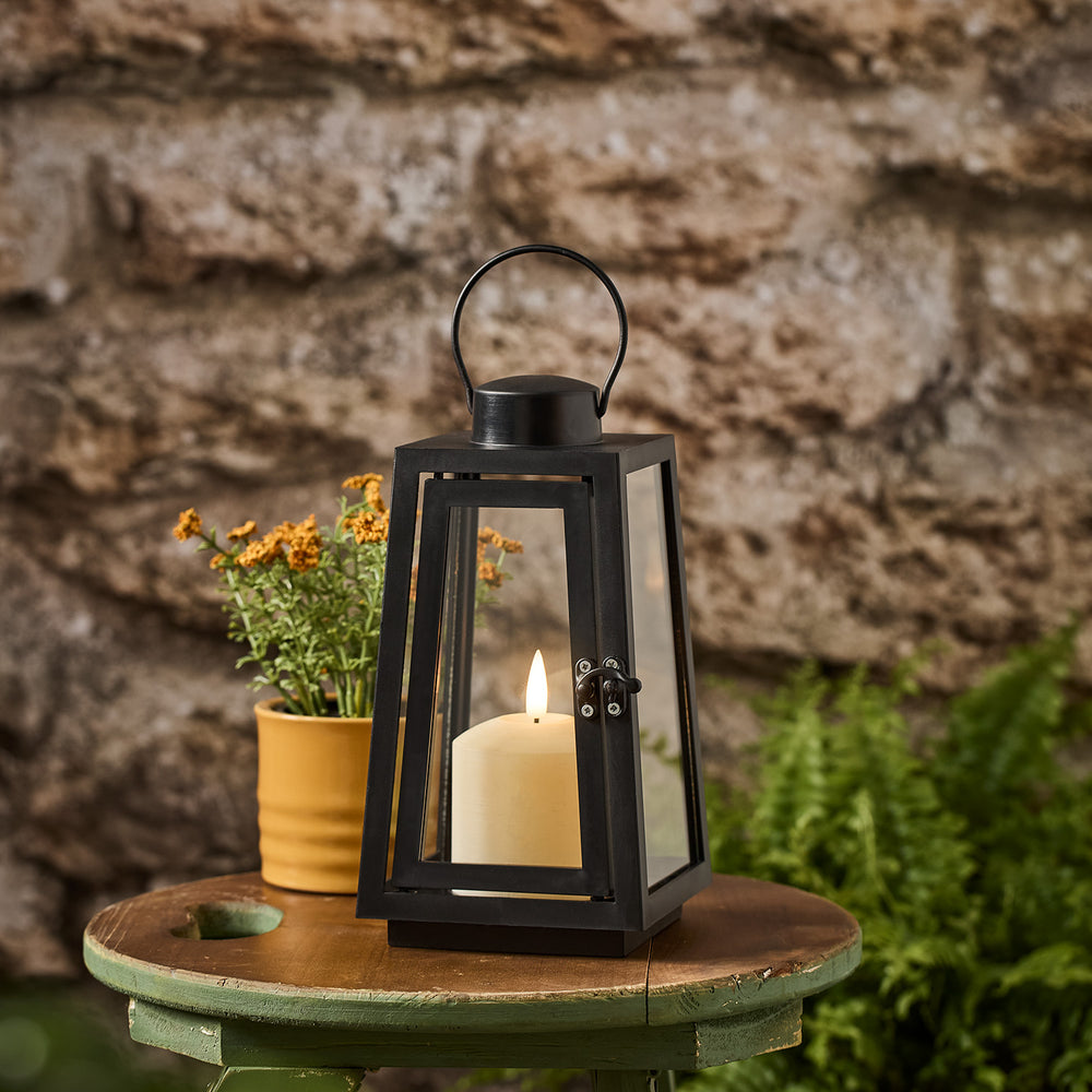 Kleine Capri Gartenlaterne mit TruGlow® LED Kerze schwarz