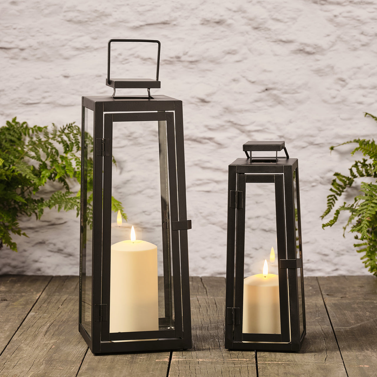 2er Set Metall Laternen schwarz mit TruGlow® Kerzen