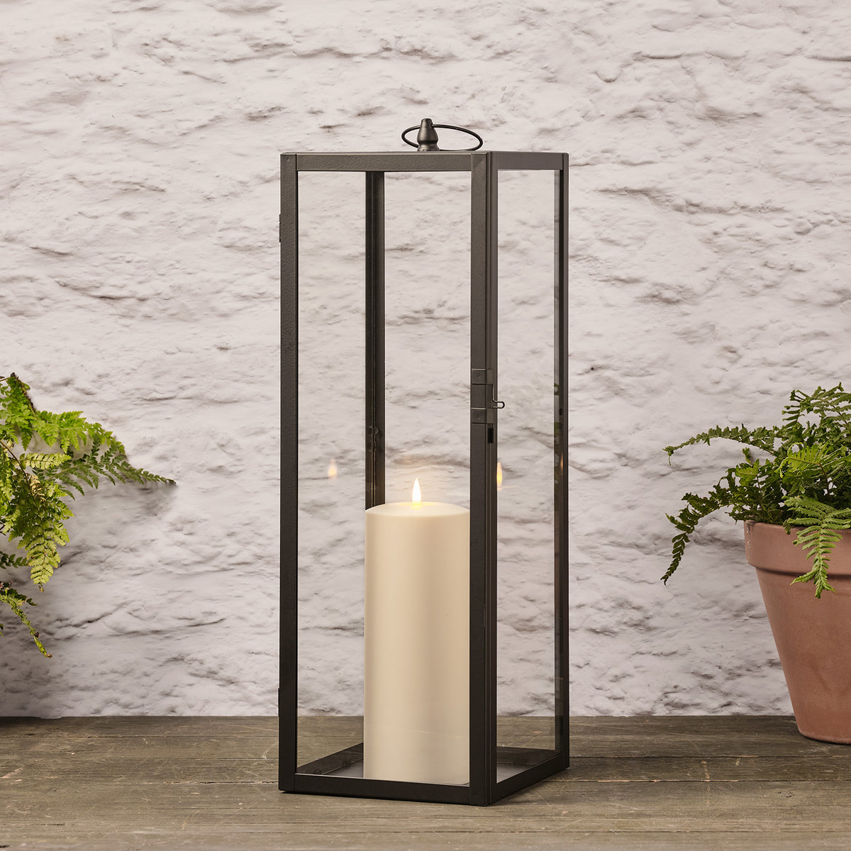 Balkonbeleuchtung Timer 6h Lights4fun 2er Set Metall-Laternen Bowen Mit TruGlow LED-Kerzen – Timer, IP44, Für Balkon & Garten