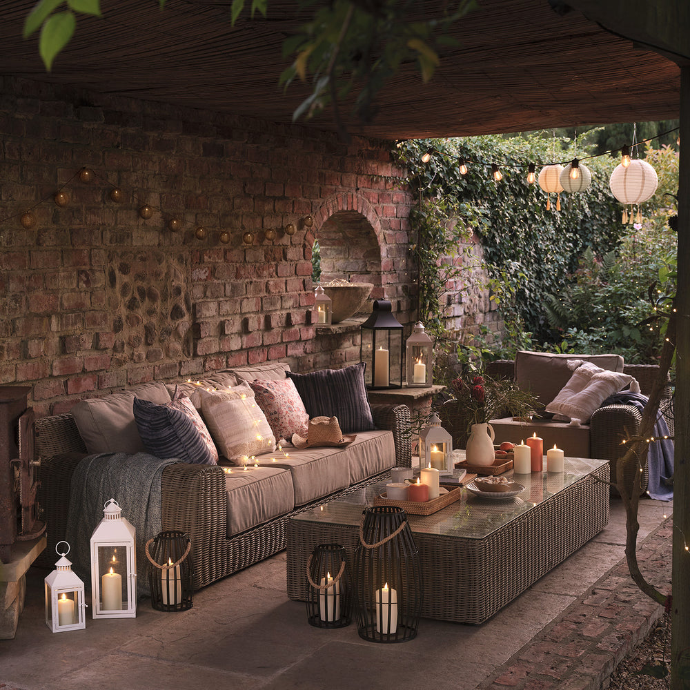 2er Set Canberra Laternen Rattan schwarz