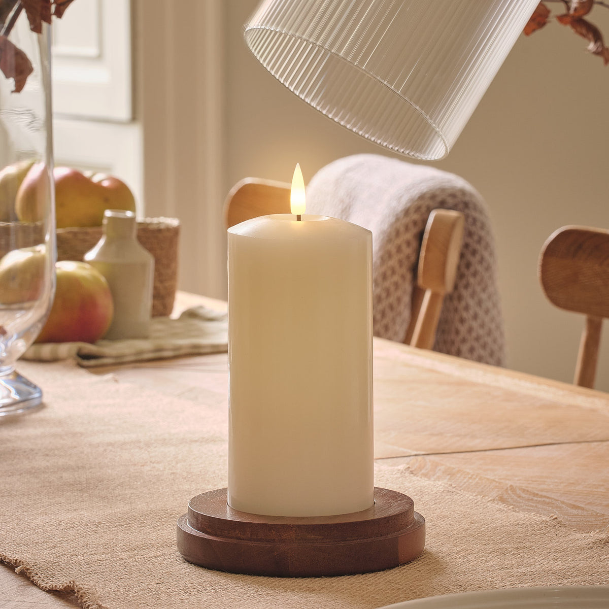 2er Set TruGlow® LED-Windlichter aus geriffeltem Glas mit Fernbedienun